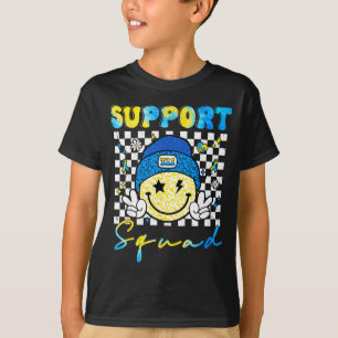 Support Squad Groovy Down Syndrome Awareness Smile T-Shirt