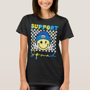 Support Squad Groovy Down Syndrome Awareness Smile T-Shirt