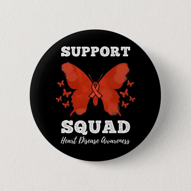 Support Squad Heart Disease Awareness  2 Inch Round Button (Front)