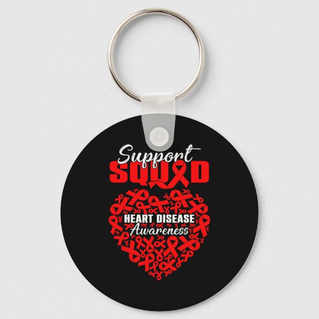 Support Squad Heart Disease Awareness Heart &amp;  Keychain (Front)