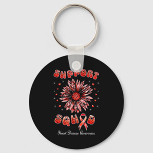 Support Squad Heart Disease Awareness Red Ribbon S Keychain