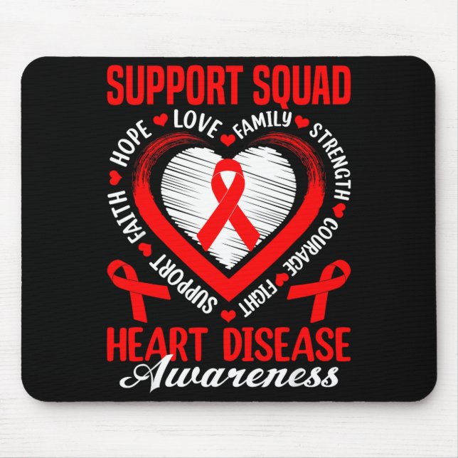 Support Squad Heart Disease Awareness Supporter Re Mouse Pad (Front)