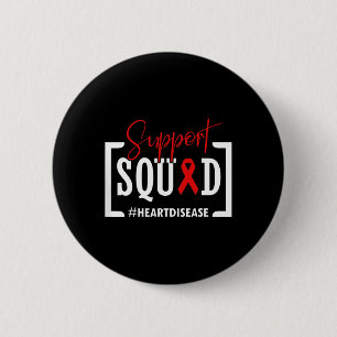 Support Squad Heart Disease Awareness Warrior Red 2 Inch Round Button