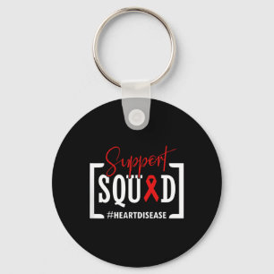 Support Squad Heart Disease Awareness Warrior Red Keychain