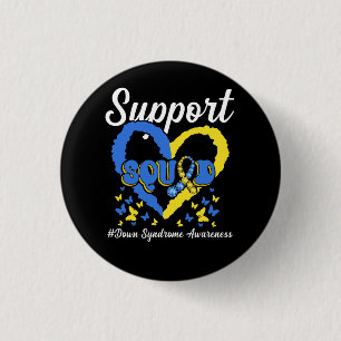 Support Squad Heart Down Syndrome Awareness Ribbon 1 Inch Round Button