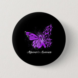 Support Squad Heimer Butterfly Purple Ribbon 2 Inch Round Button