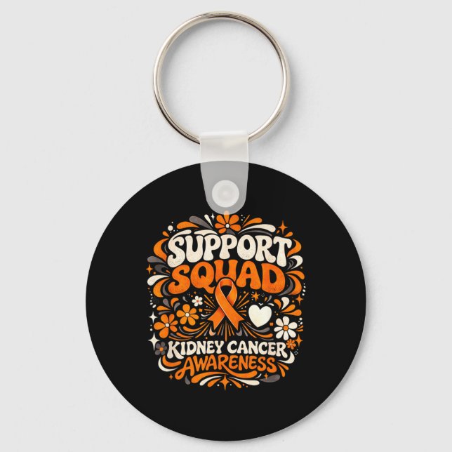 Support Squad Kidney Cancer Awareness Orange Keychain (Front)
