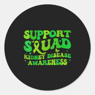 Support squad kidney disease awareness ckd green classic round sticker