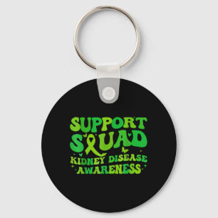 Support Squad Kidney Disease Awareness CKD Green Keychain