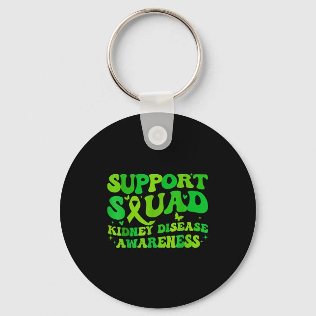 Support squad kidney disease awareness ckd green keychain (Front)