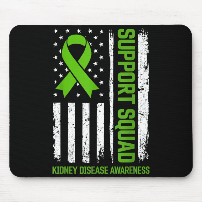 Support Squad Kidney Disease Awareness Flag Green Mouse Pad (Front)