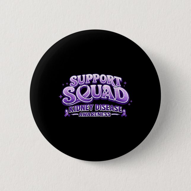 Support Squad Kidney Disease Awareness for Men 2 Inch Round Button (Front)