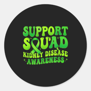 Support squad kidney disease awareness green classic round sticker