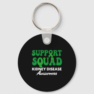 Support squad kidney disease awareness green keychain