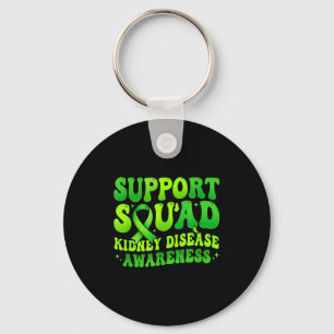 Support squad kidney disease awareness green keychain
