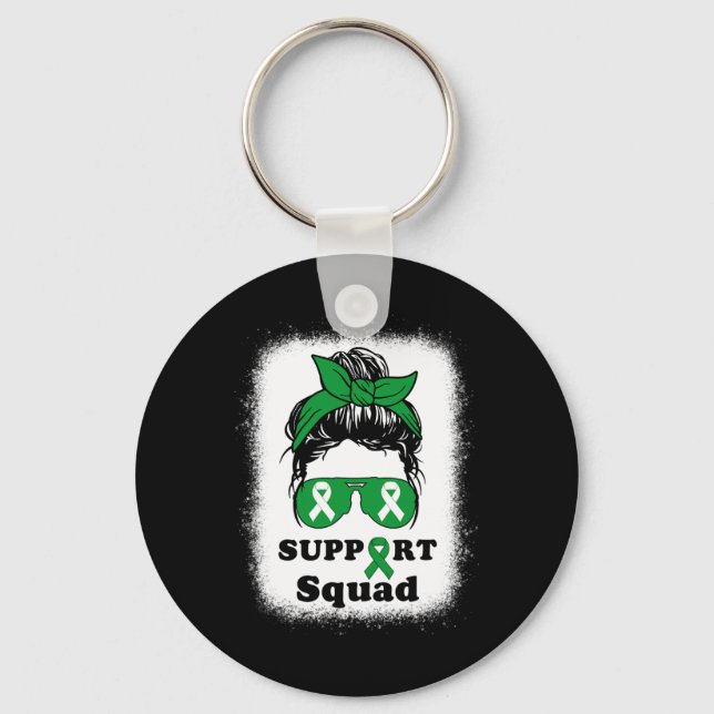 Support Squad Kidney Disease Awareness Messy Bun M Keychain (Front)