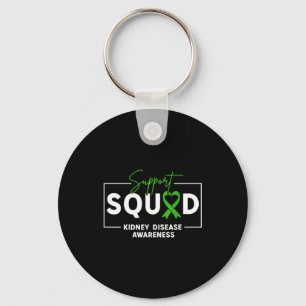 Support squad kidney disease awareness month green keychain