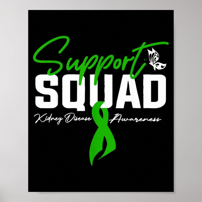 Support squad kidney disease awareness month green poster (Front)
