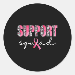 Support Squad Leopard Pink Warrior Breast Cancer A Classic Round Sticker