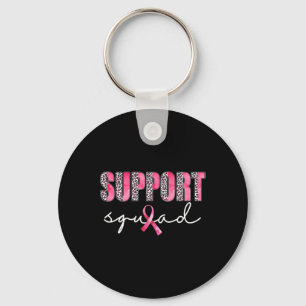Support Squad Leopard Pink Warrior Breast Cancer A Keychain