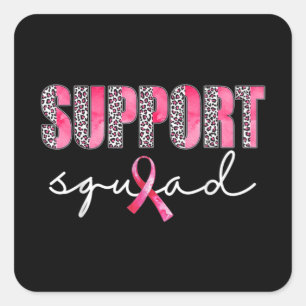 Support Squad Leopard Pink Warrior Breast Cancer A Square Sticker
