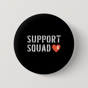 Support Squad Leukaemia Awareness Orange Ribbon Ma 2 Inch Round Button