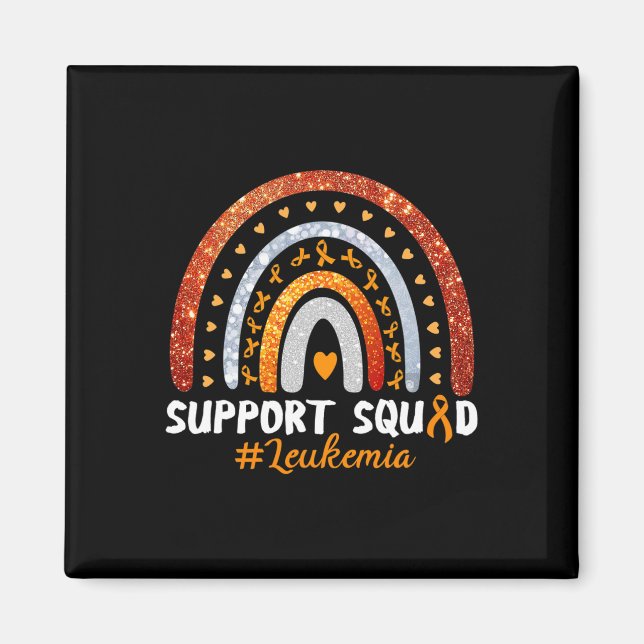 Support Squad Leukaemia Awareness Orange Ribbon Ra Magnet (Front)