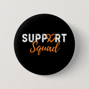 Support Squad Leukaemia Cancer Love Heart Orange R 2 Inch Round Button