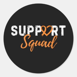 Support Squad Leukaemia Cancer Love Heart Orange R Classic Round Sticker