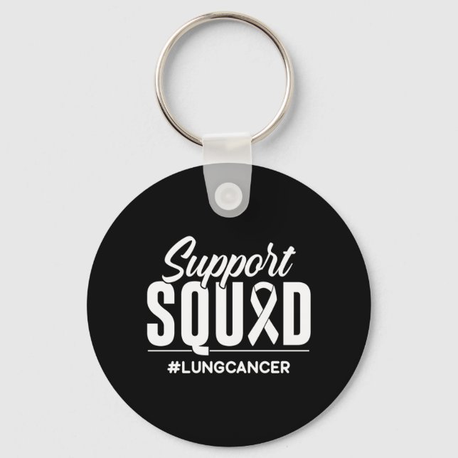 Support Squad Lung Cancer Awareness Gift Keychain (Front)