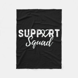 Support Squad Lung Cancer Love Heart White Ribbon  Fleece Blanket