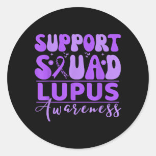 Support Squad Lupus Awareness Purple Ribbon Classic Round Sticker