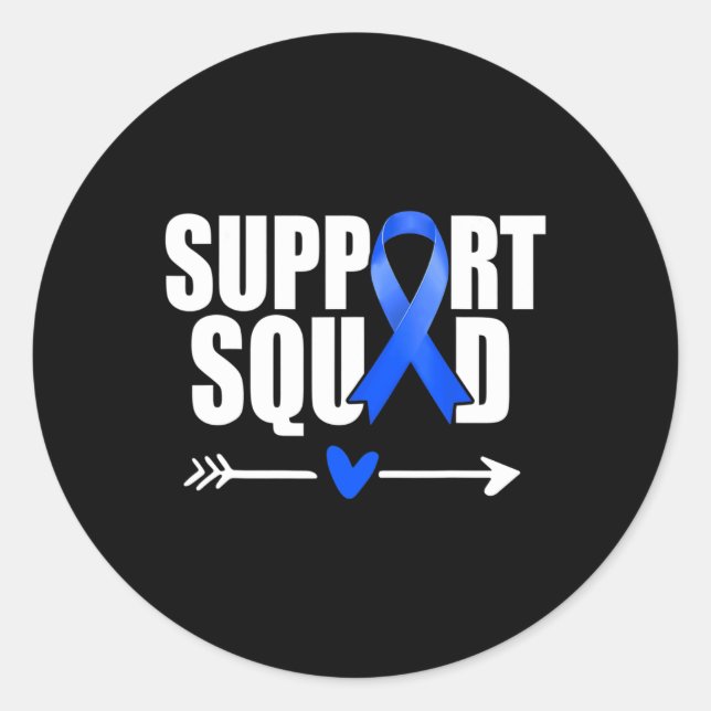Support Squad Men Women Diabetes Awareness Ribbon  Classic Round Sticker (Front)