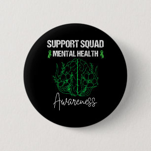 Support Squad Mental Health Awareness Green Ribbon 2 Inch Round Button