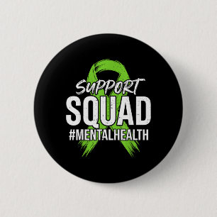 Support Squad Mental Health Awareness Green Ribbon 2 Inch Round Button