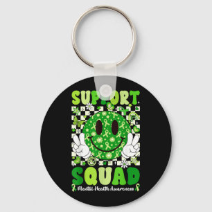 Support Squad Mental Health Awareness Green Ribbon Keychain