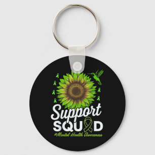 Support Squad Mental Health Awareness Green Ribbon Keychain