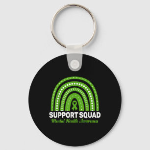 Support Squad Mental Health Awareness Green Ribbon Keychain