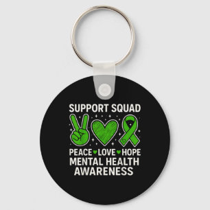 Support Squad Mental Health Awareness Groovy Green Keychain
