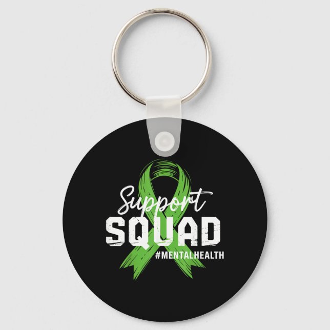 Support Squad Mental Health Awareness Lime Green Keychain (Front)