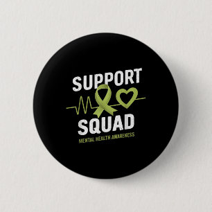 Support Squad Mental Health Awareness Lime Green R 2 Inch Round Button