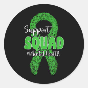 Support Squad Mental Health Awareness Lime Green R Classic Round Sticker