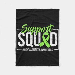 Support Squad Mental Health Awareness Lime Green R Fleece Blanket
