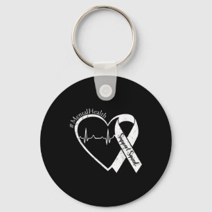 Support Squad Mental Health Awareness Lime Green R Keychain