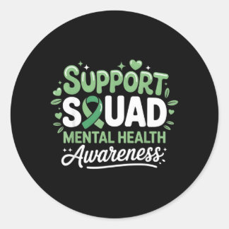 Support Squad Mental Health Awareness Month Green Classic Round Sticker