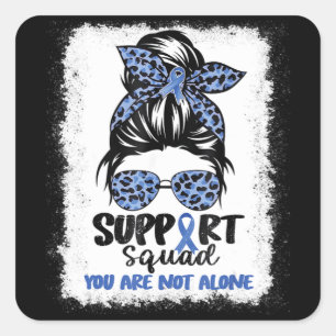 Support Squad Messy Bun Blue Warrior Ataxia Awaren Square Sticker
