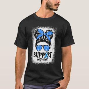 Support Squad Messy Bun Blue Warrior Diabetes Awar T-Shirt