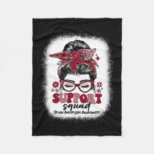 Support Squad Messy Bun Brain Aneurysm Fleece Blanket