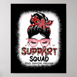 Support Squad Messy Bun Butterfly Brain Aneurysm A Poster