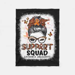 Support Squad Messy Bun Butterfly Orange Ribbon Le Fleece Blanket